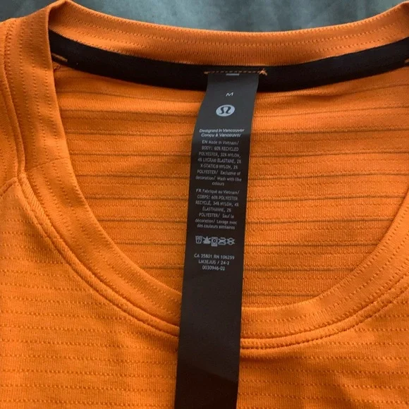 Lululemon License to Train Short Sleeve Orange Shirt Exercise Train - Picture 3 of 6